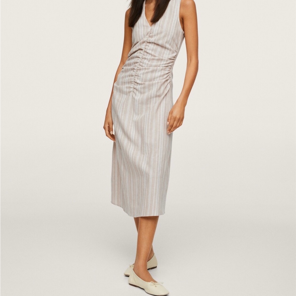 Ruched Linen Dress, size 6, only worn once, like new